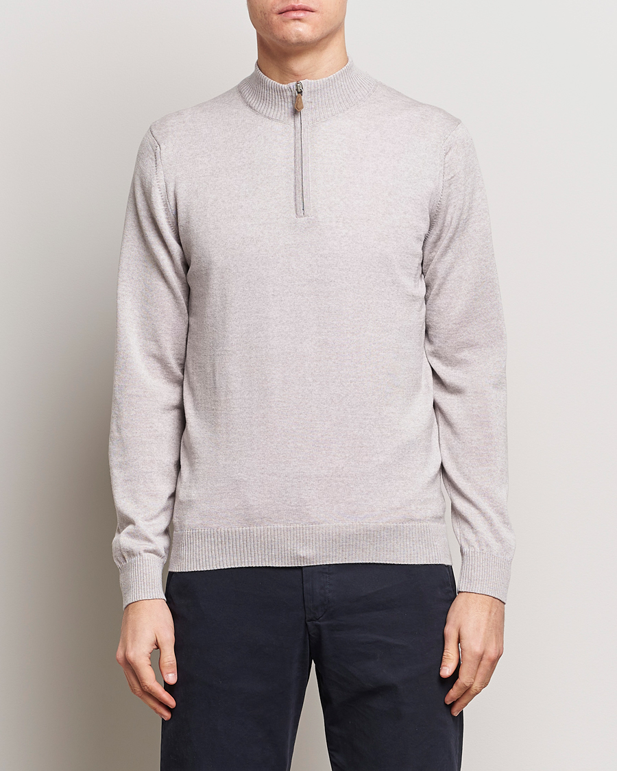 Heren |  | Stenströms | Merino Wool Half Zip Beige