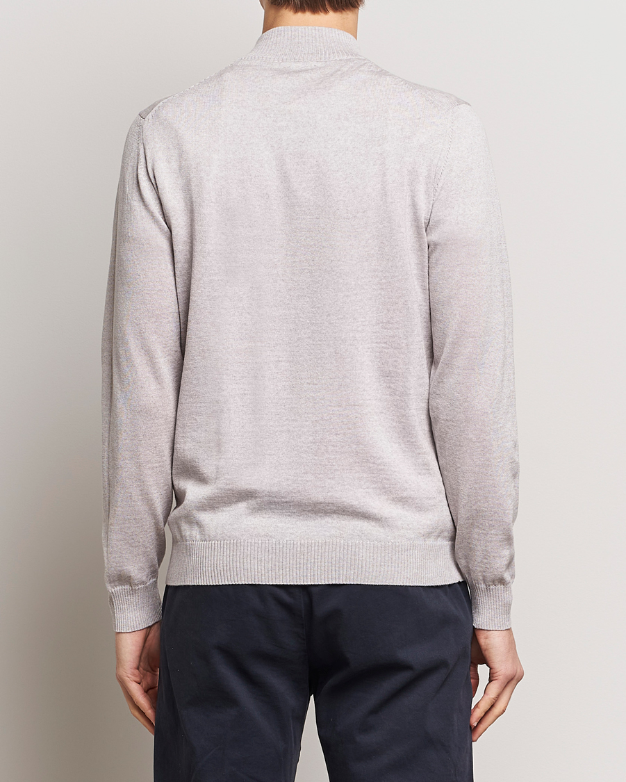 Heren | Truien | Stenströms | Merino Wool Half Zip Beige