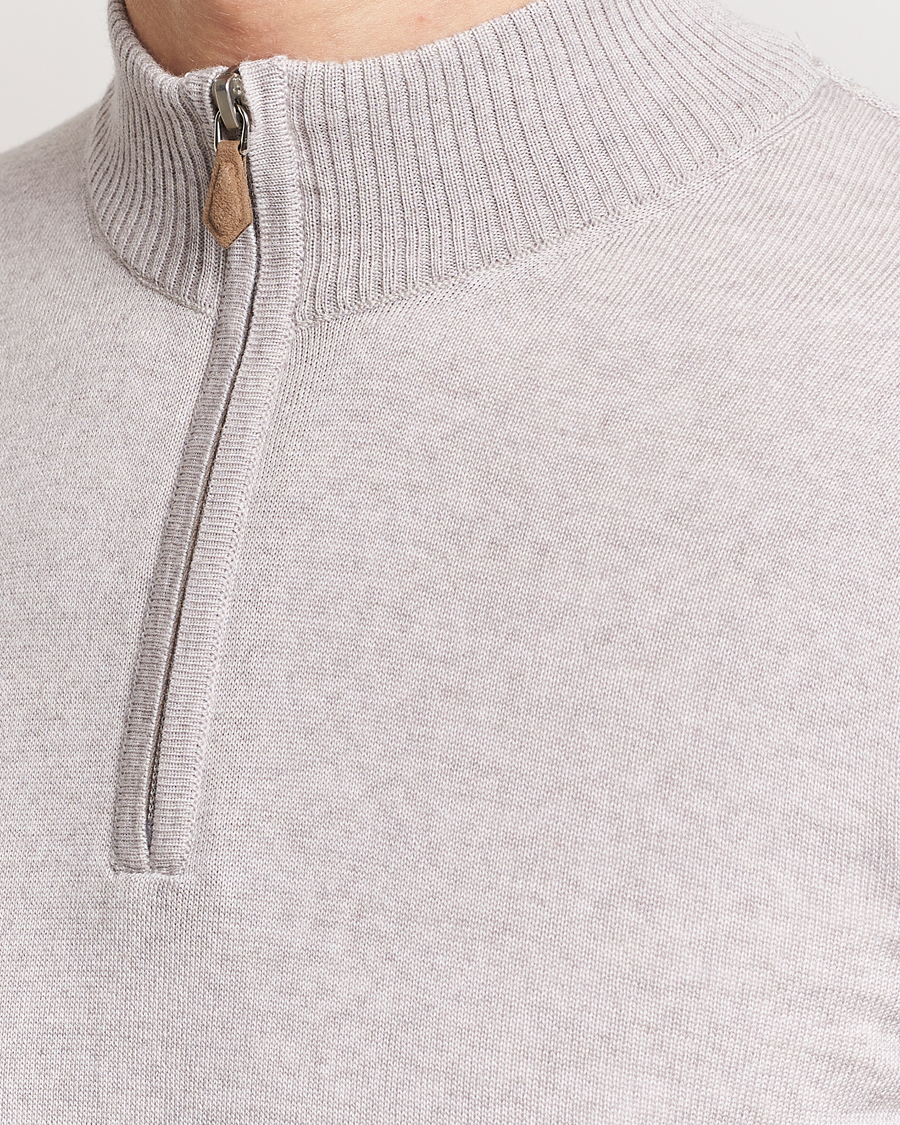 Heren | Truien | Stenströms | Merino Wool Half Zip Beige