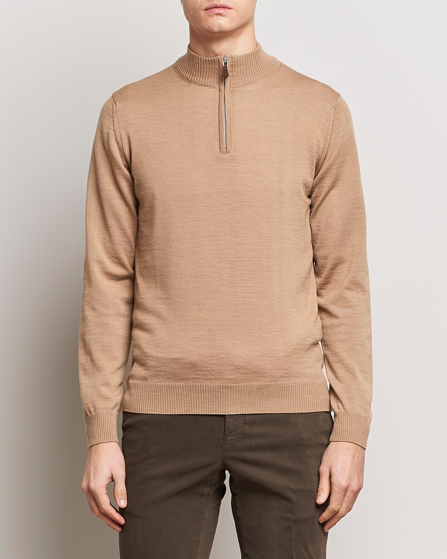 Heren |  | Stenströms | Merino Wool Half Zip Sand