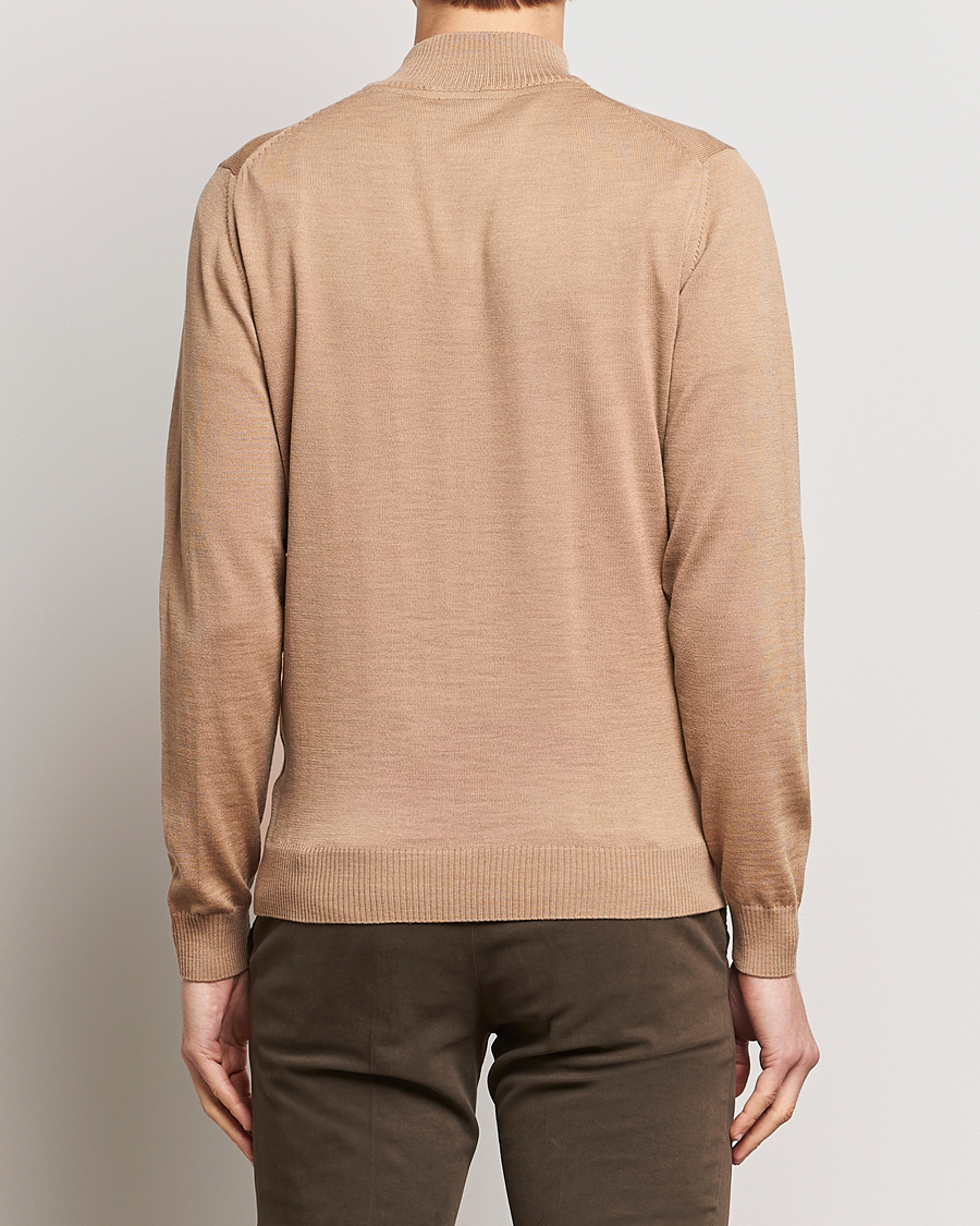 Heren | Truien | Stenströms | Merino Wool Half Zip Sand