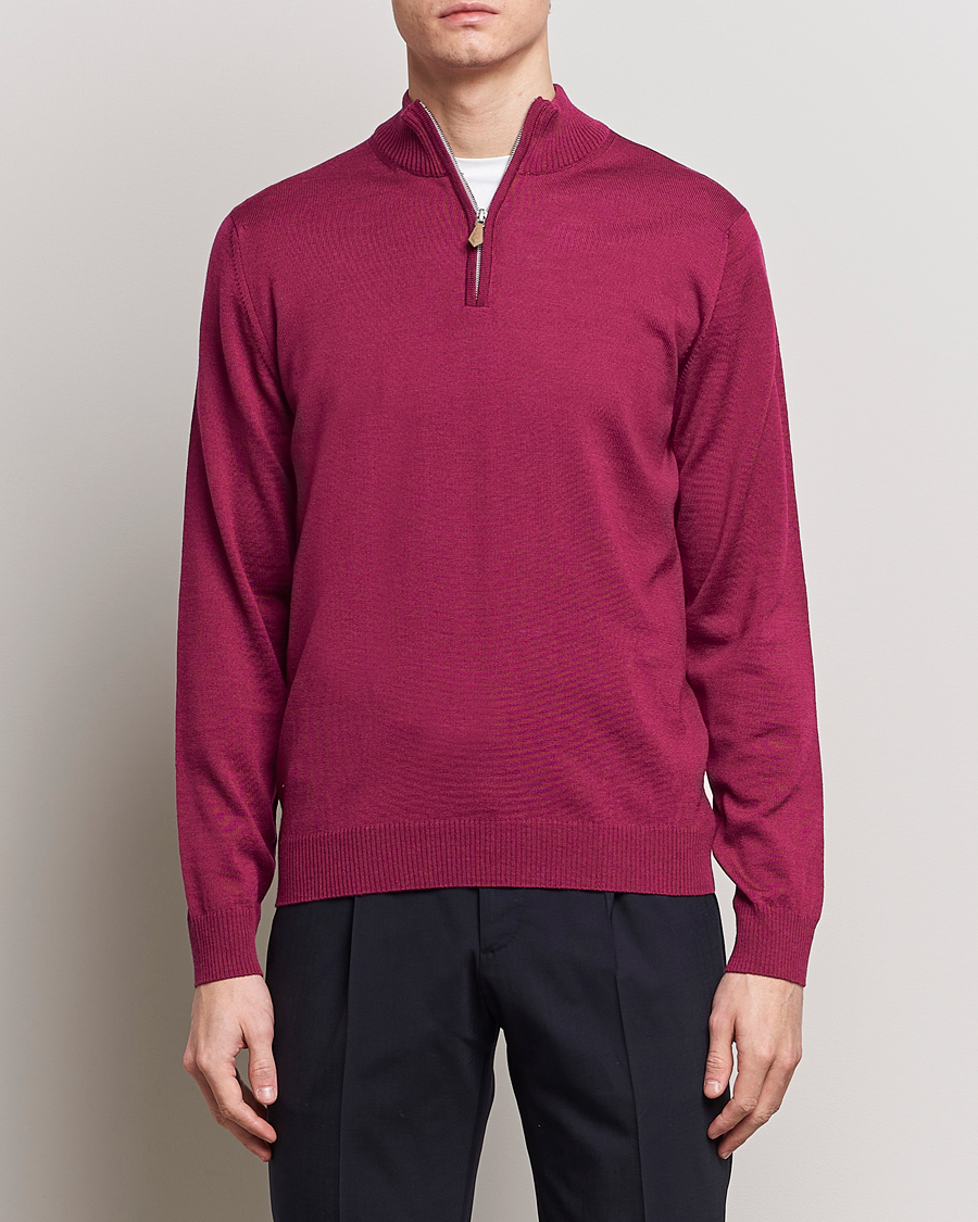 Heren | Half-zip | Stenströms | Merino Wool Half Zip Wine