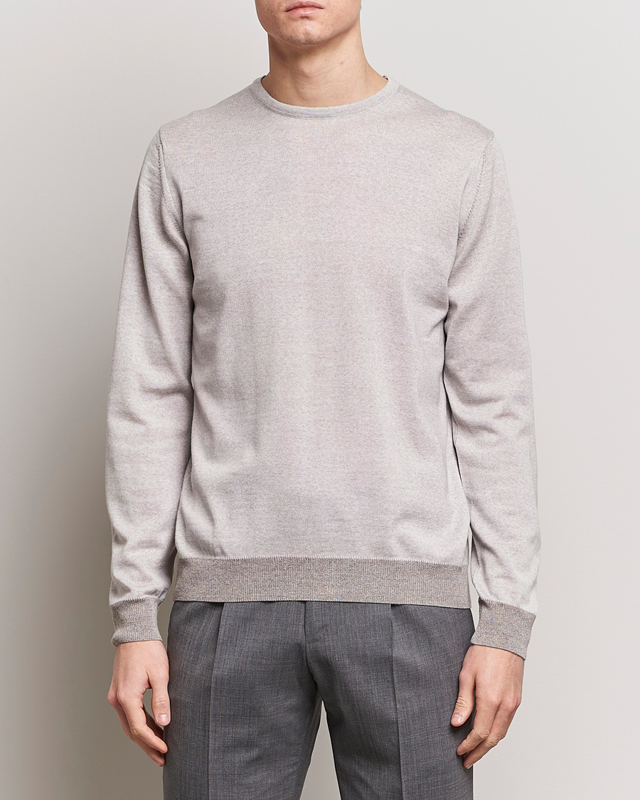 Heren | Ronde hals truien | Stenströms | Merino Contrast Crew Neck Beige