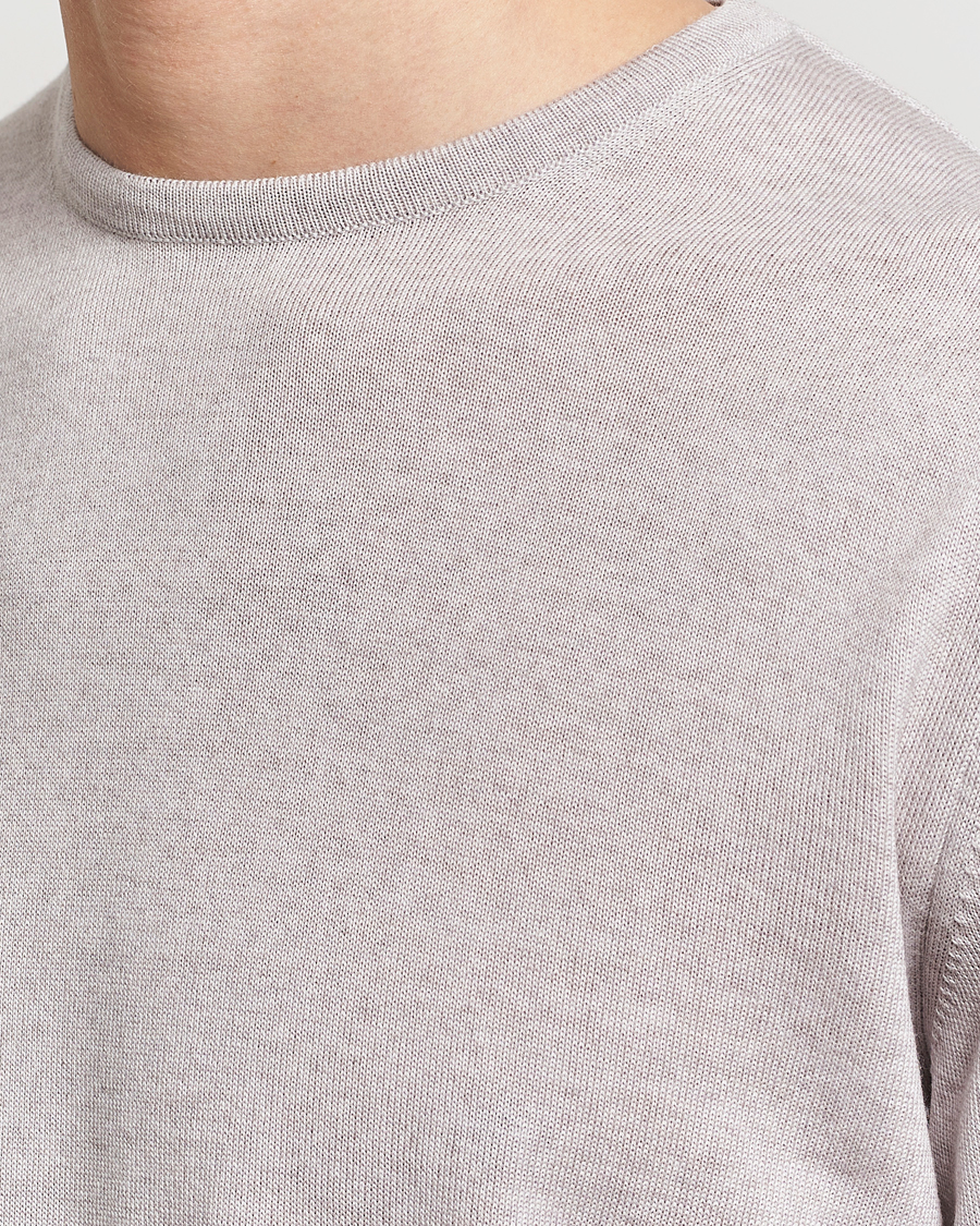 Heren | Truien | Stenströms | Merino Contrast Crew Neck Beige