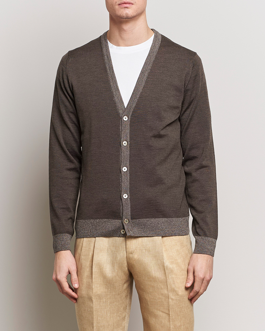 Heren |  | Stenströms | Merino Contrast Cardigan Brown