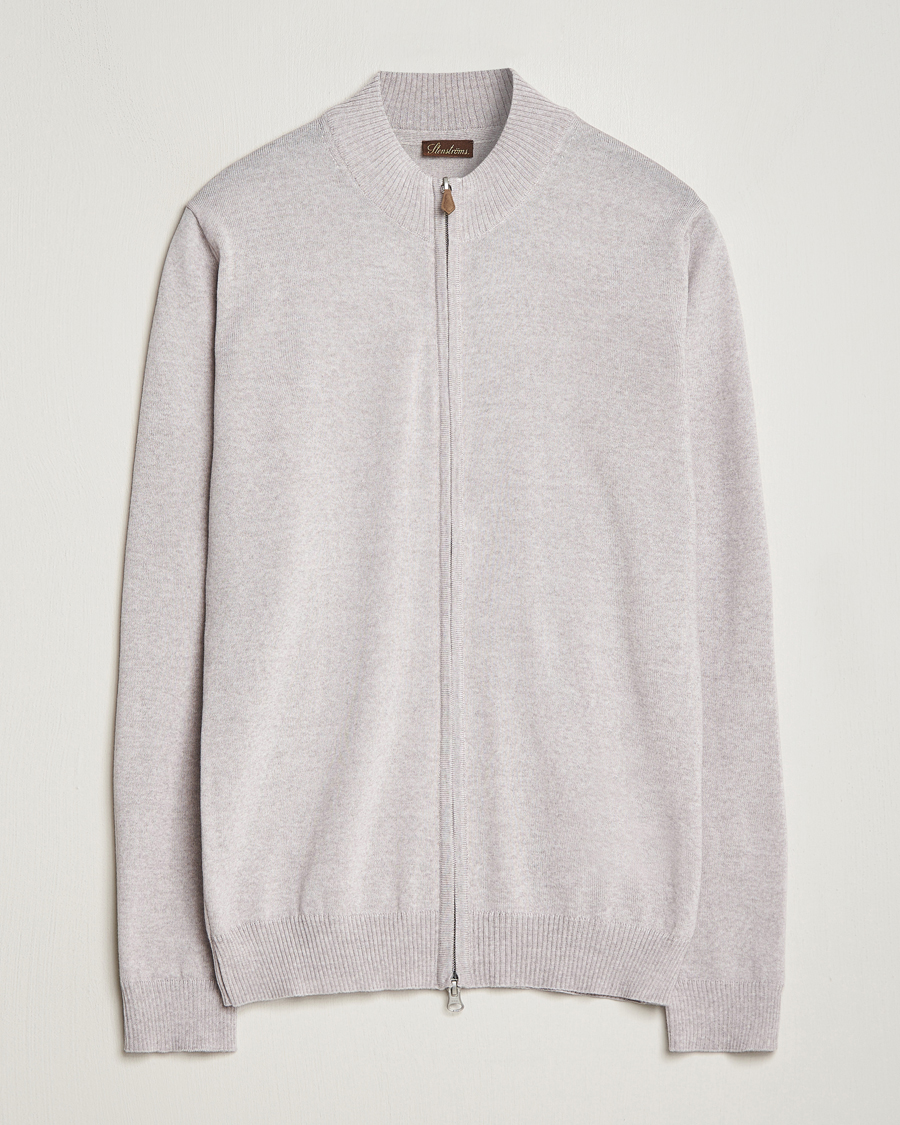 Heren | Truien | Stenströms | Merino Wool Full Zip Beige