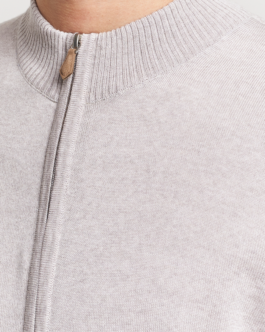 Heren | Truien | Stenströms | Merino Wool Full Zip Beige