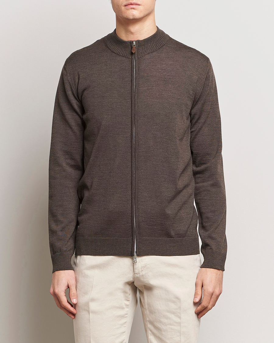 Men |  | Stenströms | Merino Wool Full Zip Brown