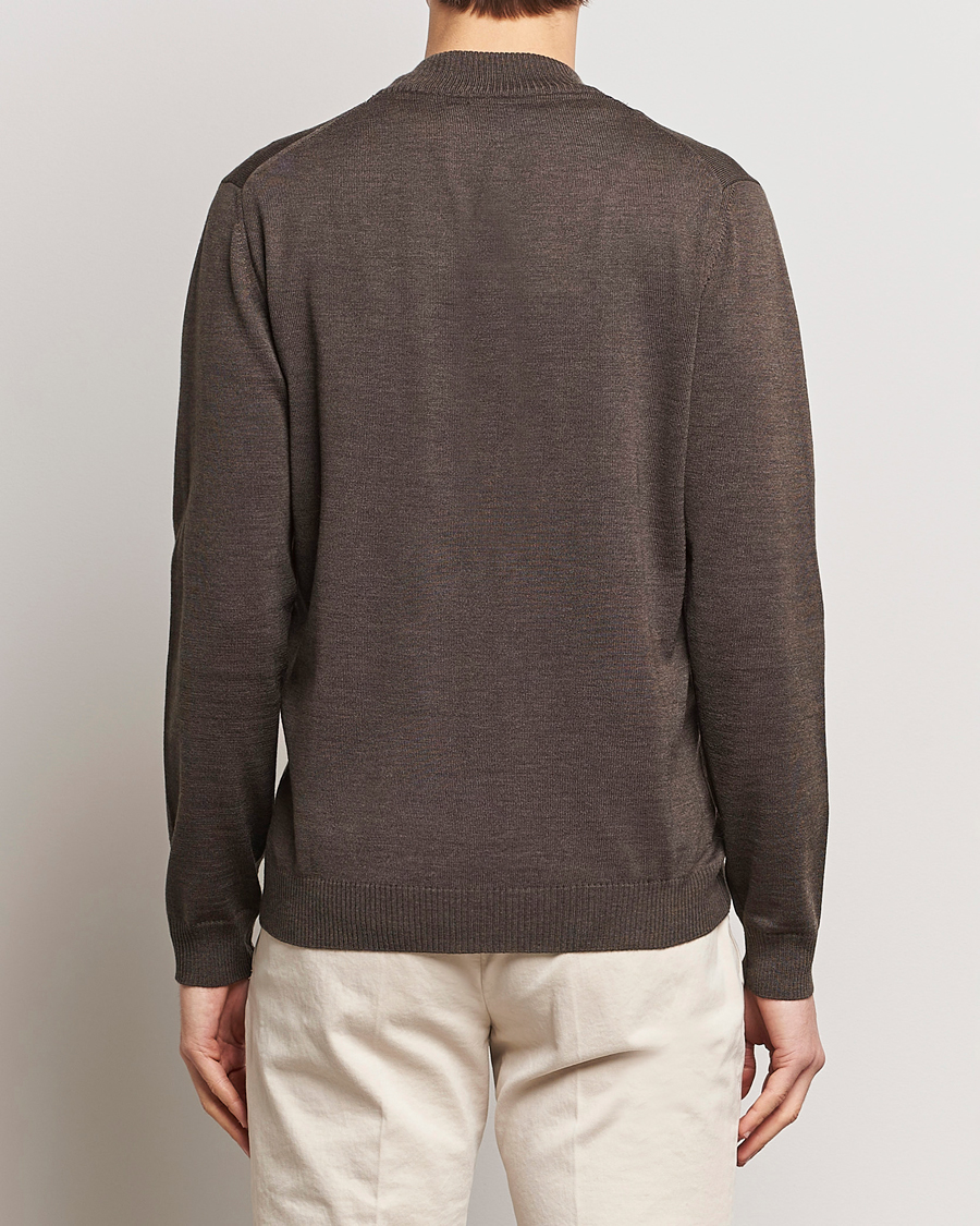 Heren | Truien | Stenströms | Merino Wool Full Zip Brown