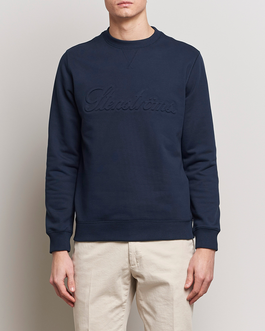 Heren | Sweatshirts | Stenströms | Cotton Collage Logo Crew Neck Navy