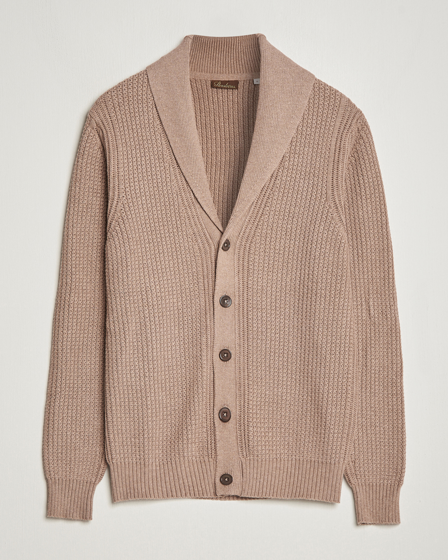 Heren | Truien | Stenströms | Cotton/Cashmere Shawl Cardigan Brown