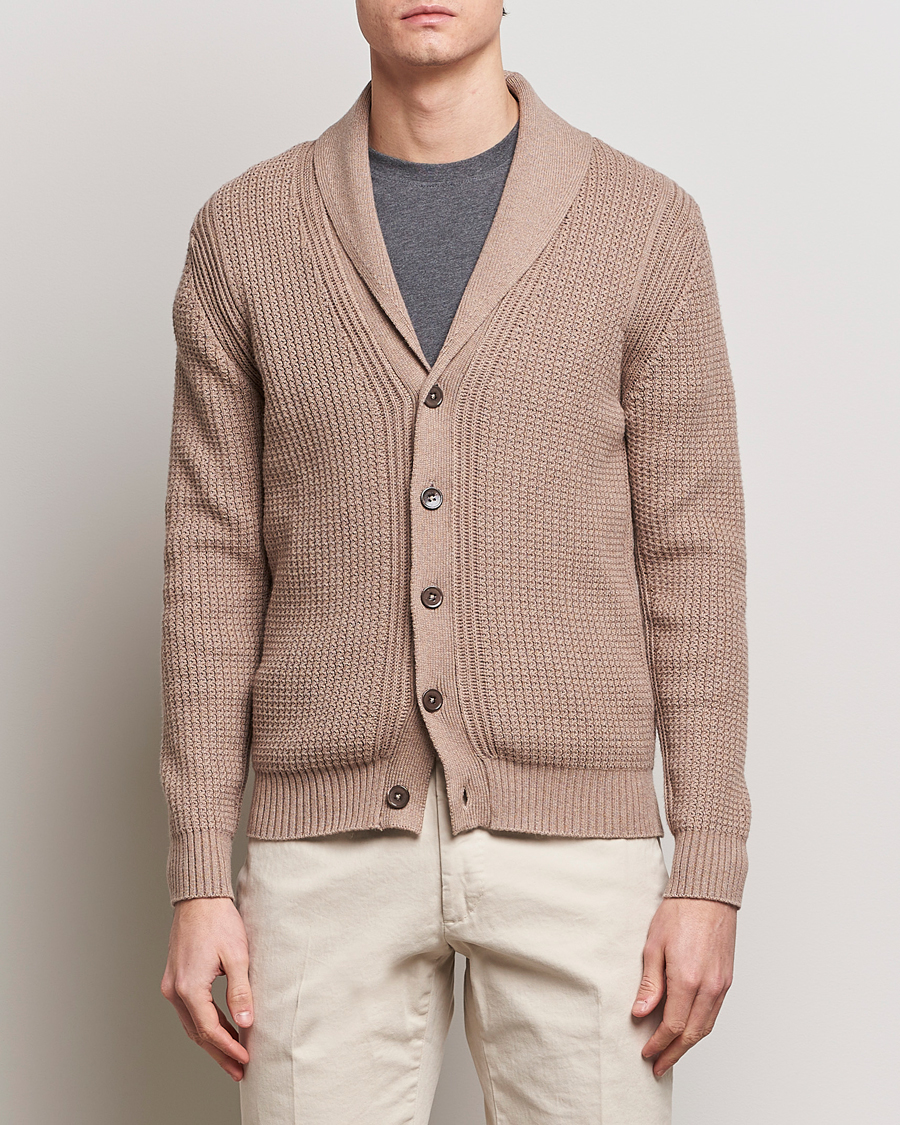 Heren | Business & Beyond | Stenströms | Cotton/Cashmere Shawl Cardigan Brown