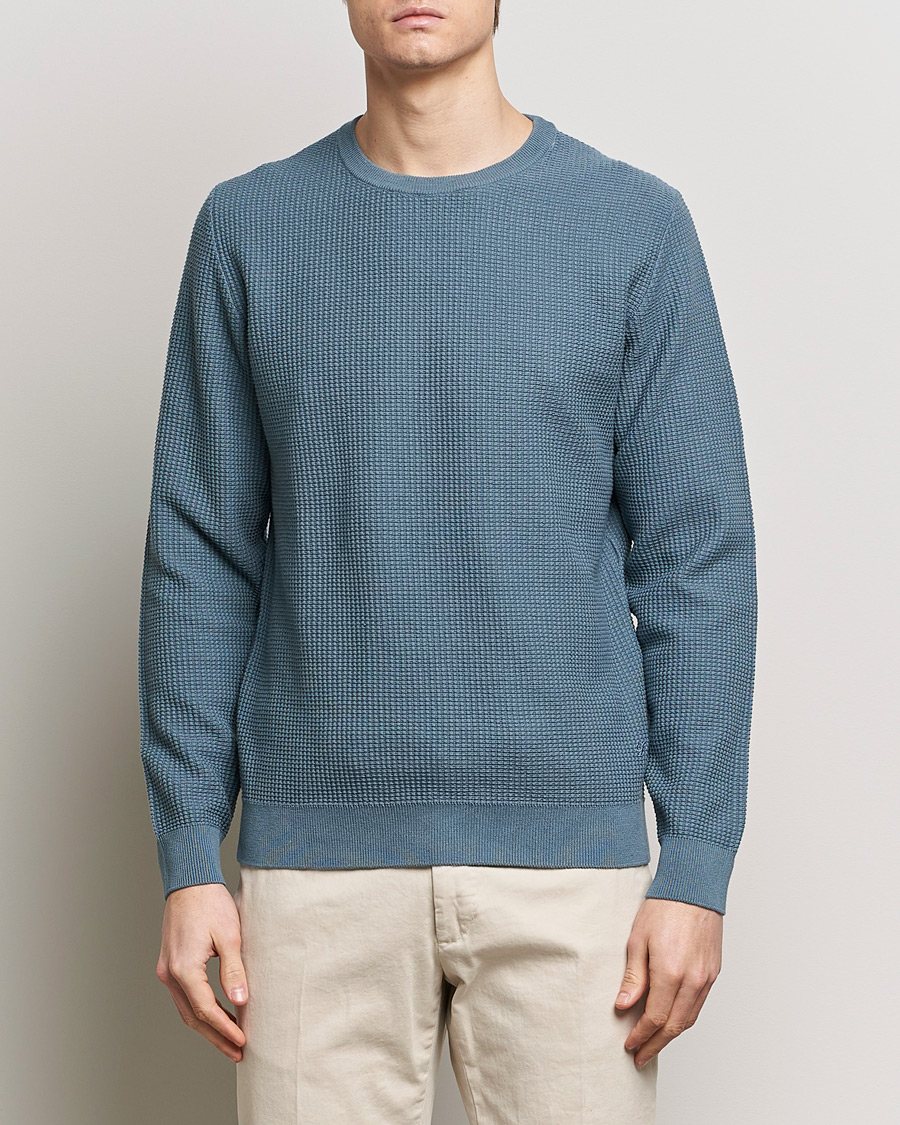 Heren | Gebreide truien | Stenströms | Organic Cotton Crew Neck Mid Blue