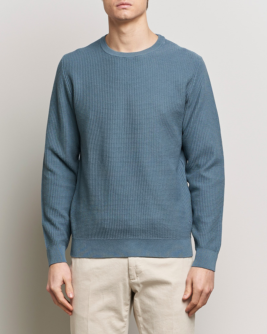 Heren |  | Stenströms | Organic Cotton Crew Neck Mid Blue