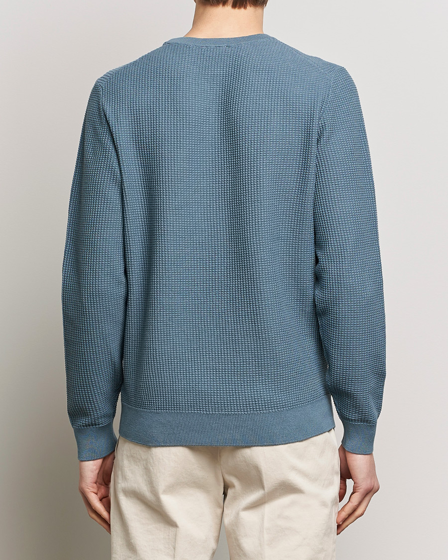 Heren | Truien | Stenströms | Organic Cotton Crew Neck Mid Blue