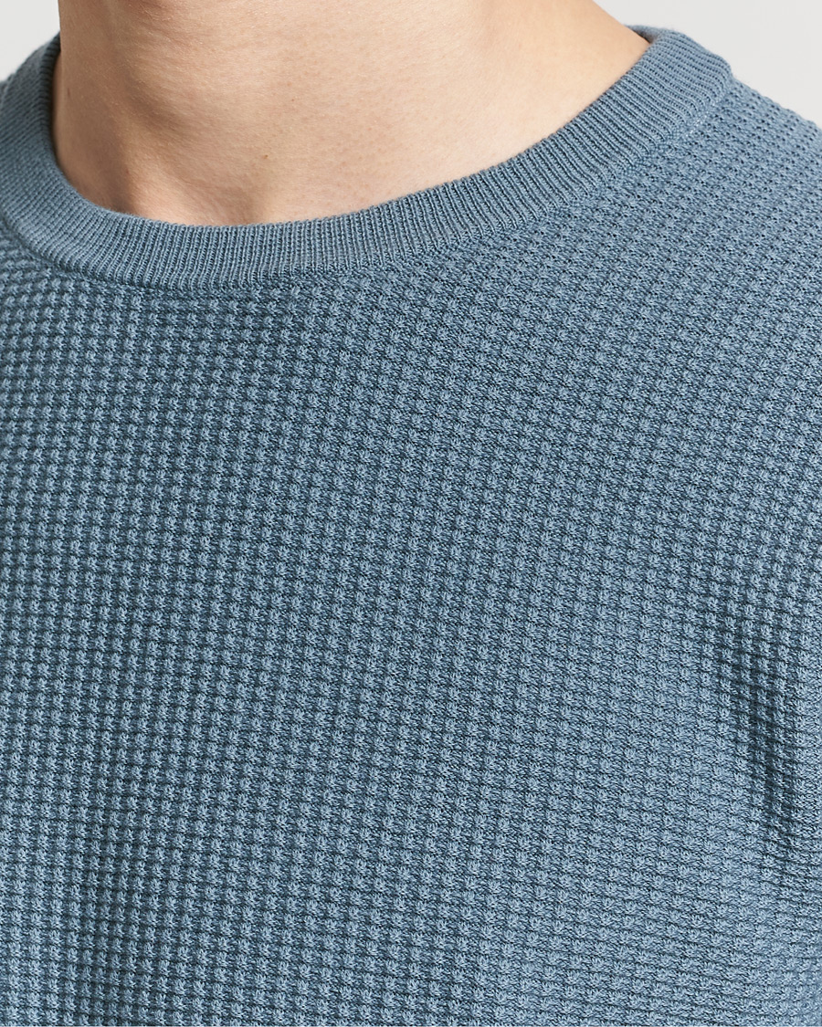 Heren | Truien | Stenströms | Organic Cotton Crew Neck Mid Blue