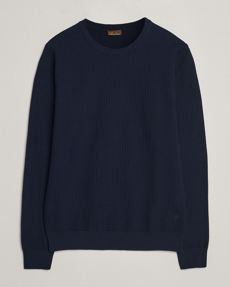 Heren | Truien | Stenströms | Organic Cotton Crew Neck Navy