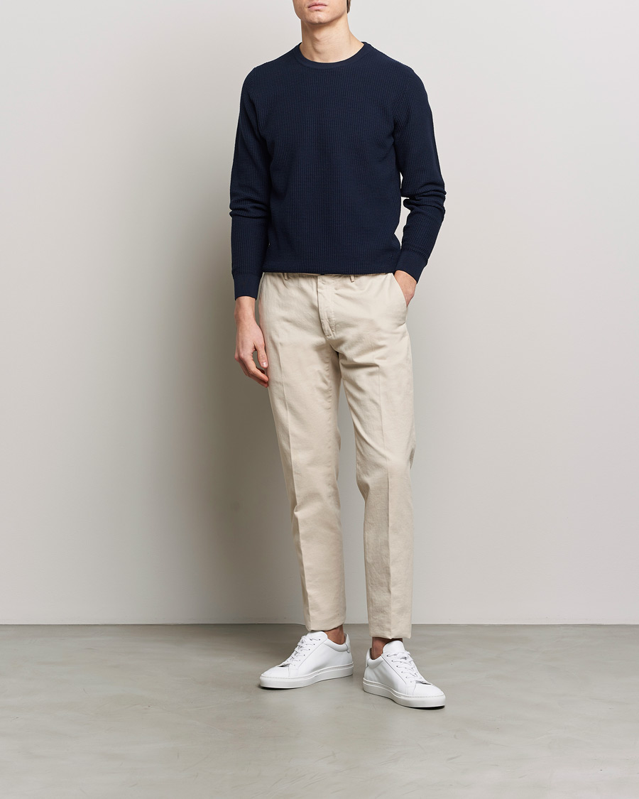 Heren | Truien | Stenströms | Organic Cotton Crew Neck Navy