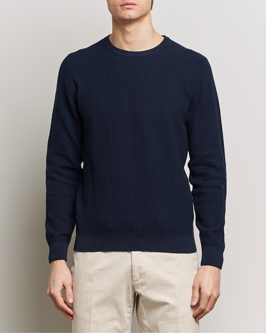 Heren | Truien | Stenströms | Organic Cotton Crew Neck Navy