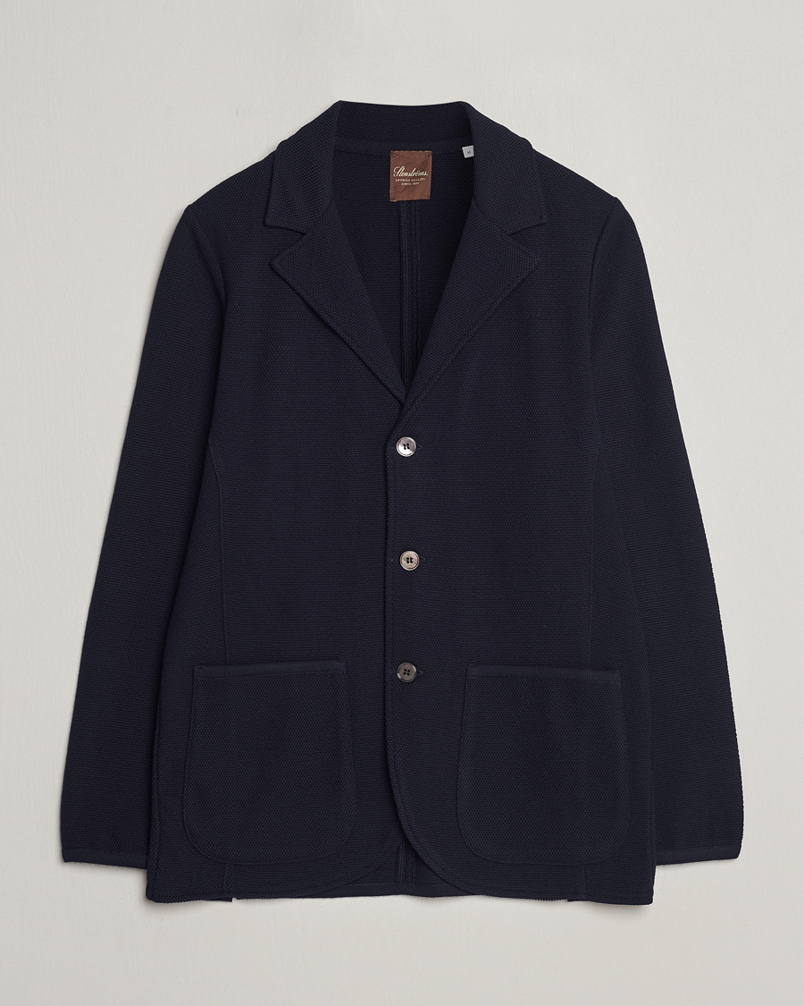 Heren | Blazers | Stenströms | Merino Wool Texture Knitted Blazer Navy