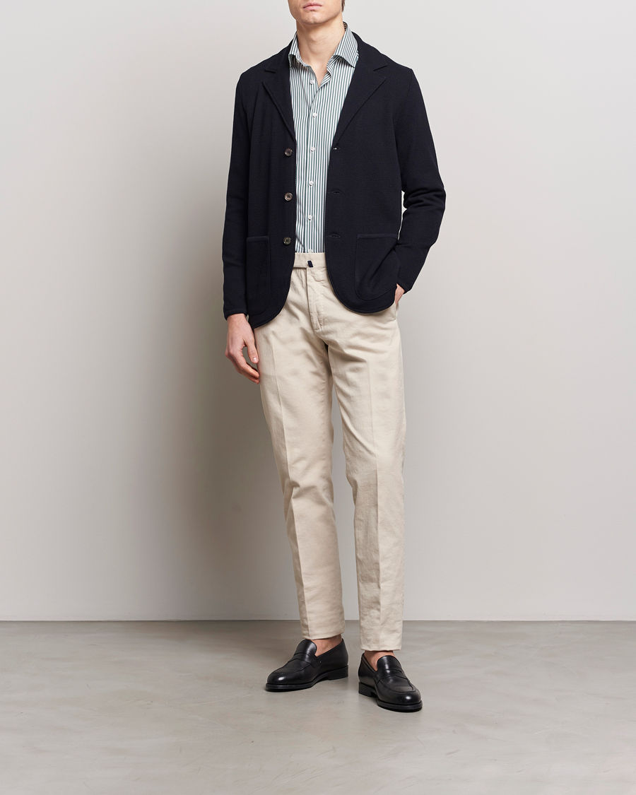 Heren | Blazers | Stenströms | Merino Wool Texture Knitted Blazer Navy