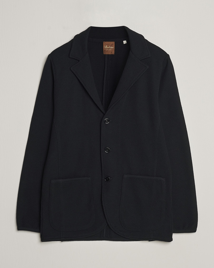 Heren | Blazers | Stenströms | Merino Wool Texture Knitted Blazer Black