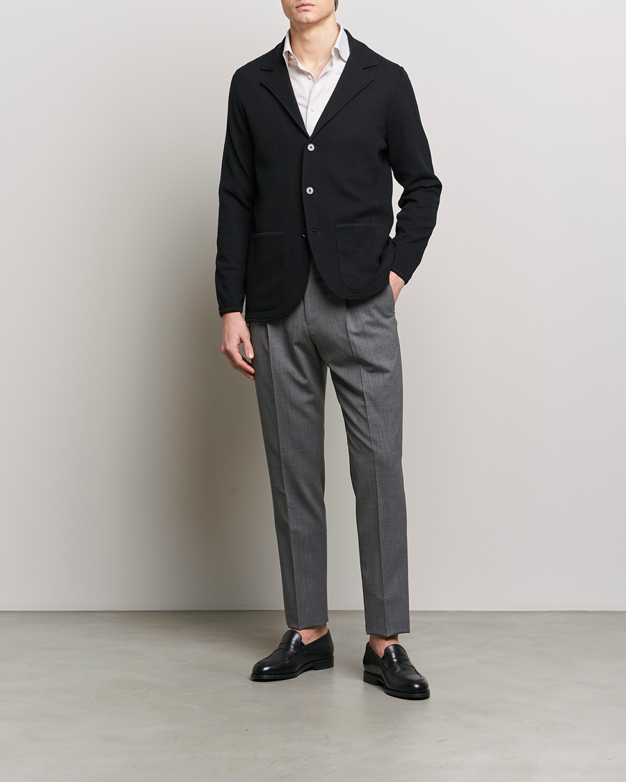 Heren | Blazers | Stenströms | Merino Wool Texture Knitted Blazer Black