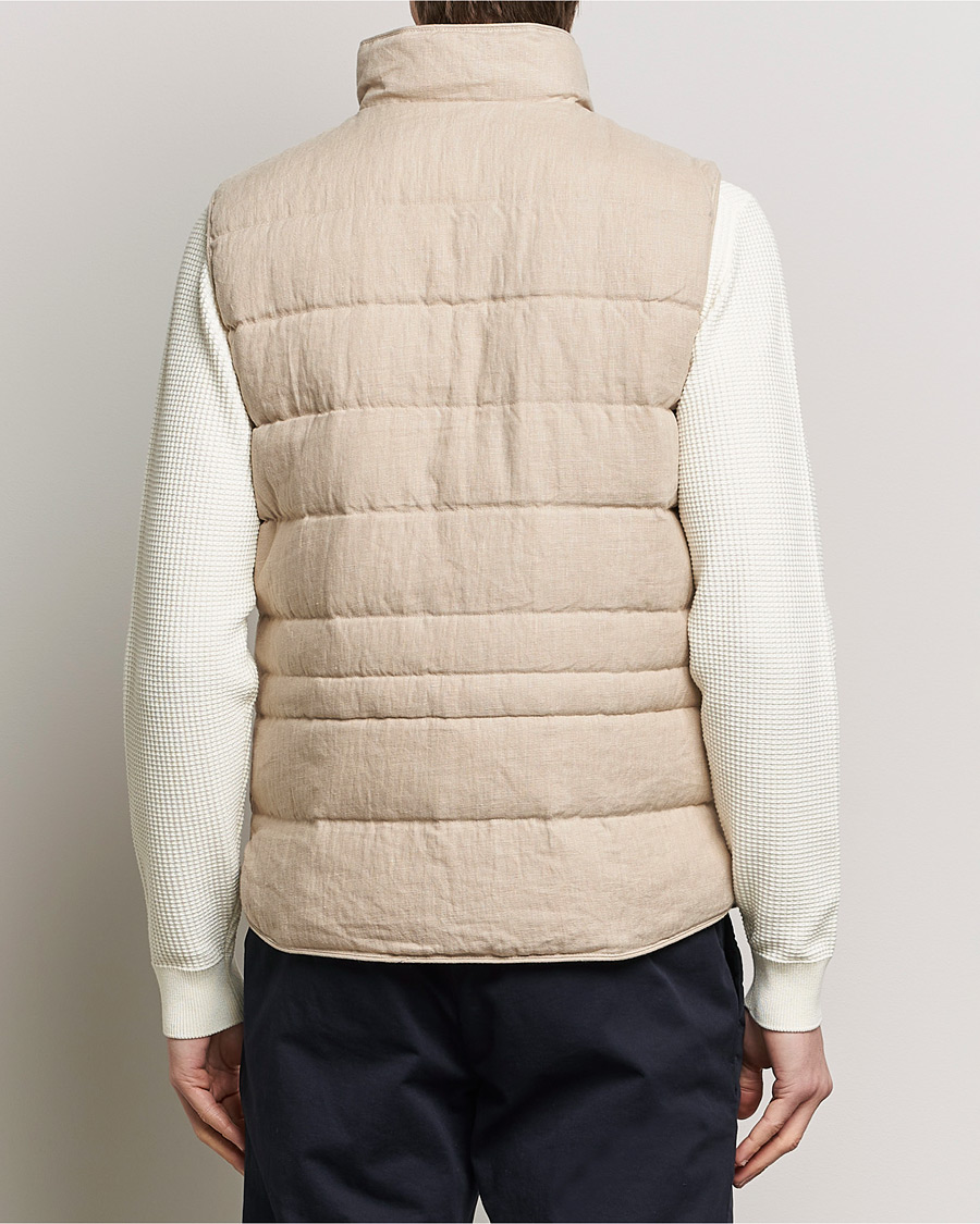 Heren | Jassen | Stenströms | Linen Down Padded Button Vest Beige