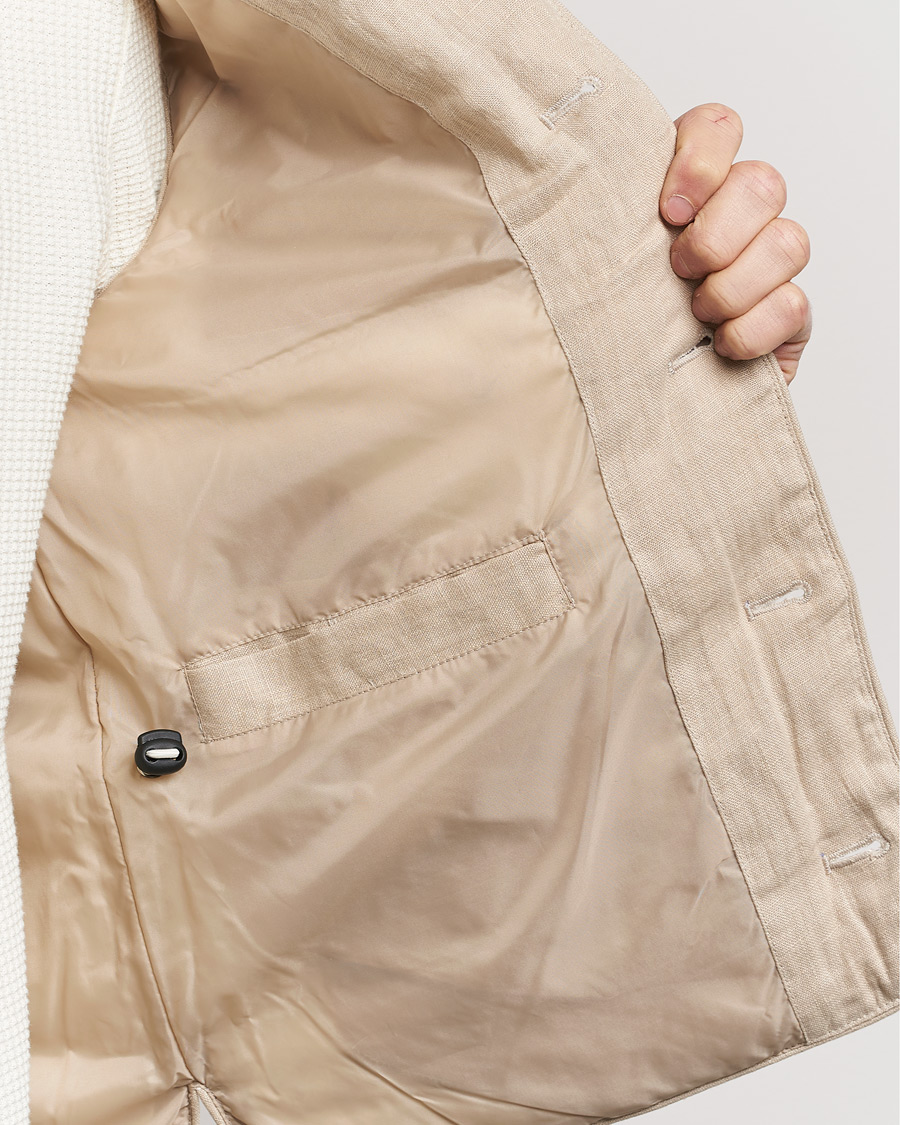 Heren | Jassen | Stenströms | Linen Down Padded Button Vest Beige