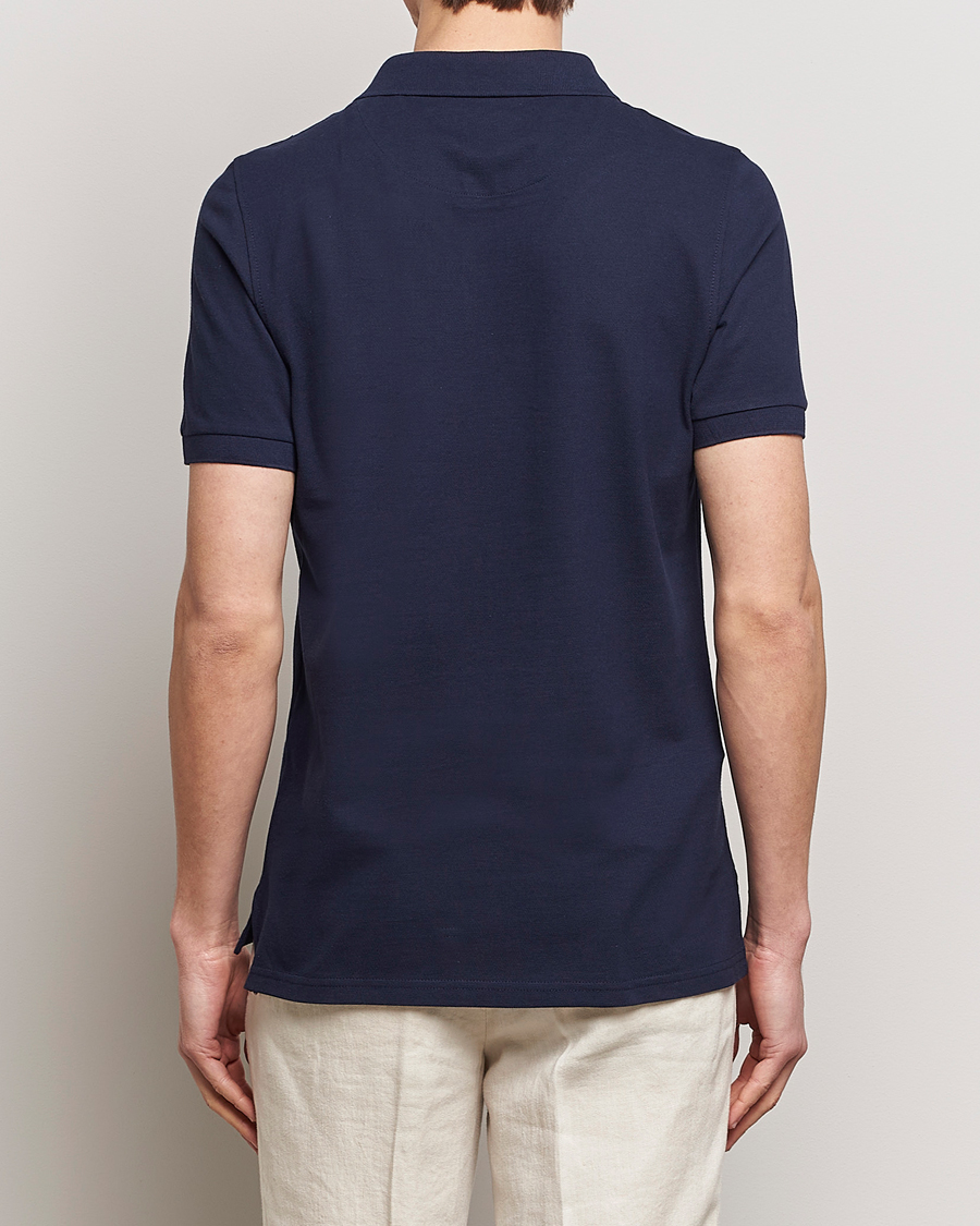 Heren | Polo's | Stenströms | Organic Cotton Piquet Polo Shirt Navy
