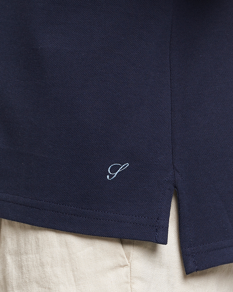 Heren | Polo's | Stenströms | Organic Cotton Piquet Polo Shirt Navy