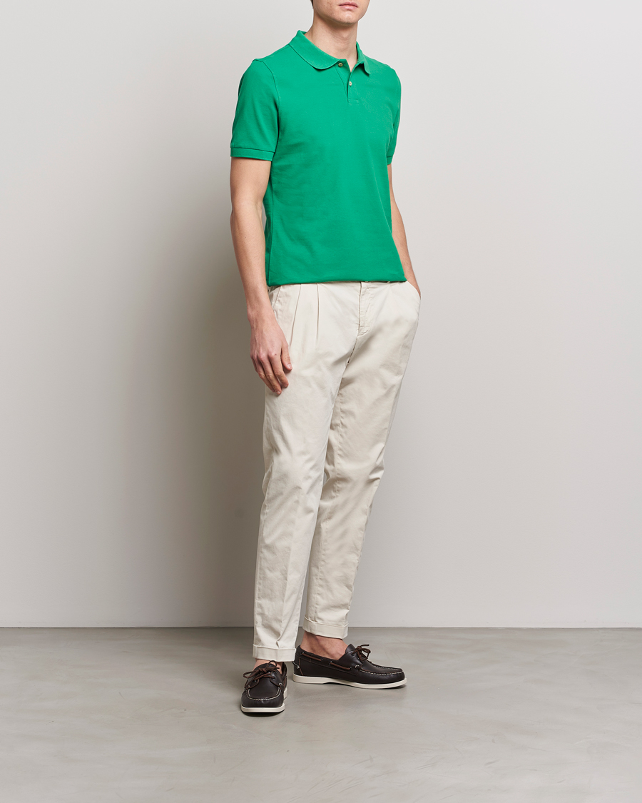 Heren | Polo's | Stenströms | Organic Cotton Piquet Polo Shirt Green