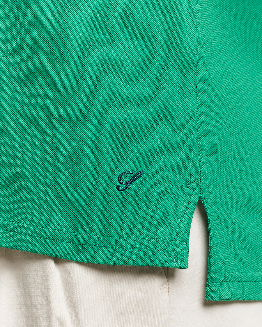 Heren | Polo's | Stenströms | Organic Cotton Piquet Polo Shirt Green