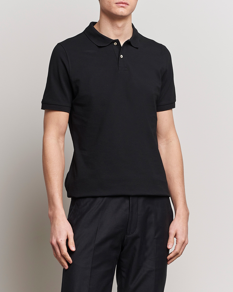 Heren |  | Stenströms | Organic Cotton Piquet Polo Shirt Black