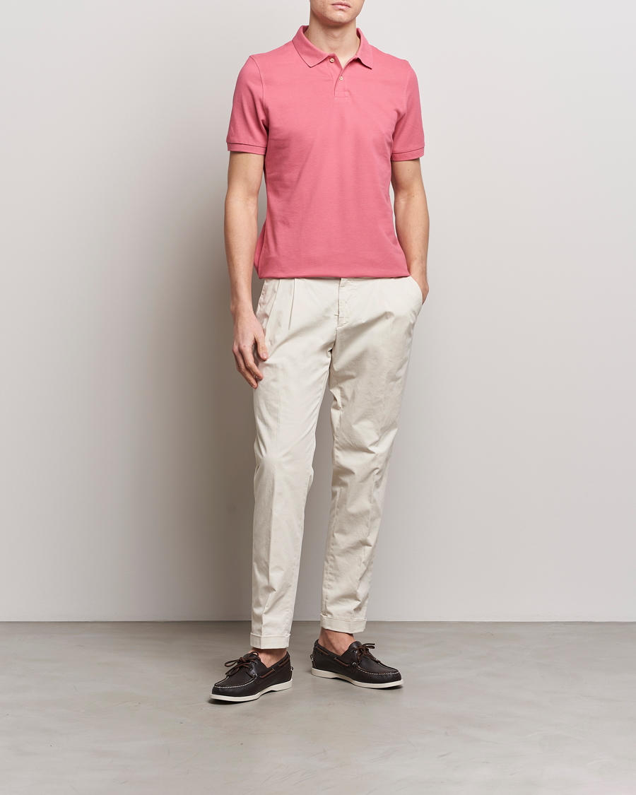 Heren | Polo's | Stenströms | Organic Cotton Piquet Polo Shirt Rasperry