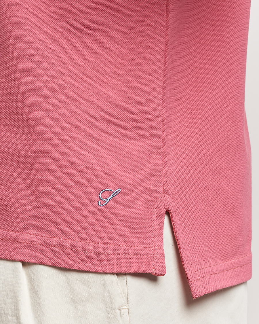 Heren | Polo's | Stenströms | Organic Cotton Piquet Polo Shirt Rasperry