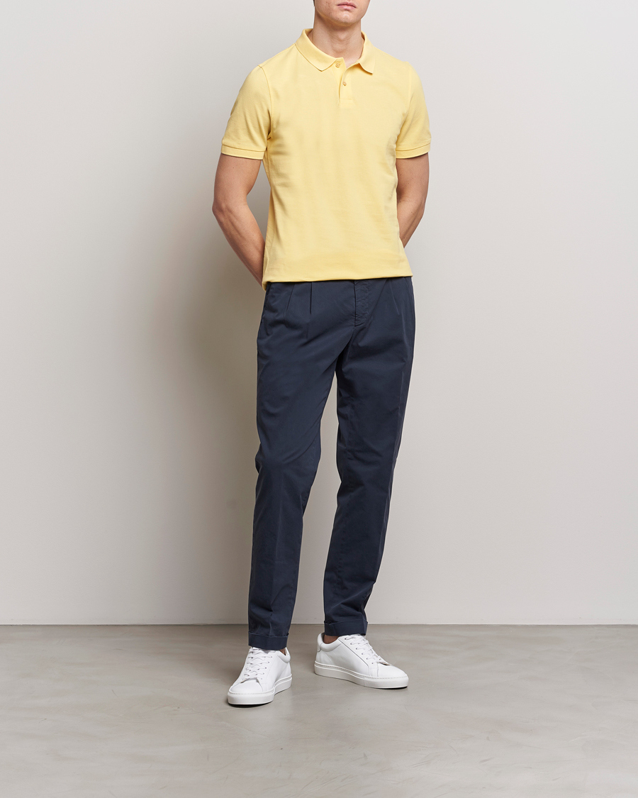 Heren | Polo's | Stenströms | Organic Cotton Piquet Polo Shirt Yellow