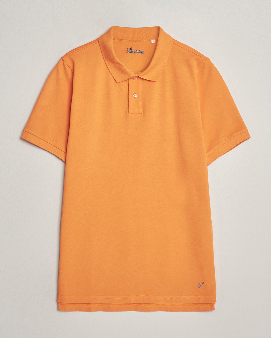 Heren | Polo's | Stenströms | Organic Cotton Piquet Polo Shirt Orange