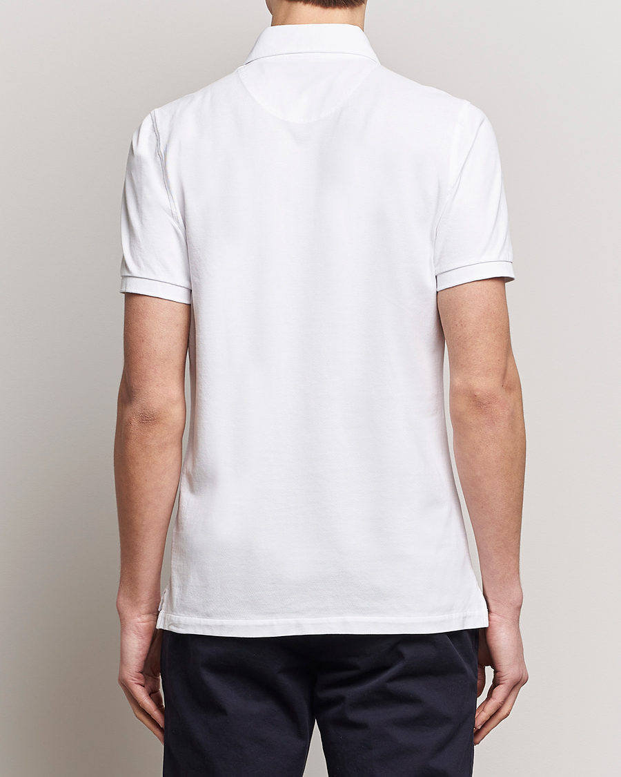 Heren | Polo's | Stenströms | Cotton Pique Contrast Polo Shirt White