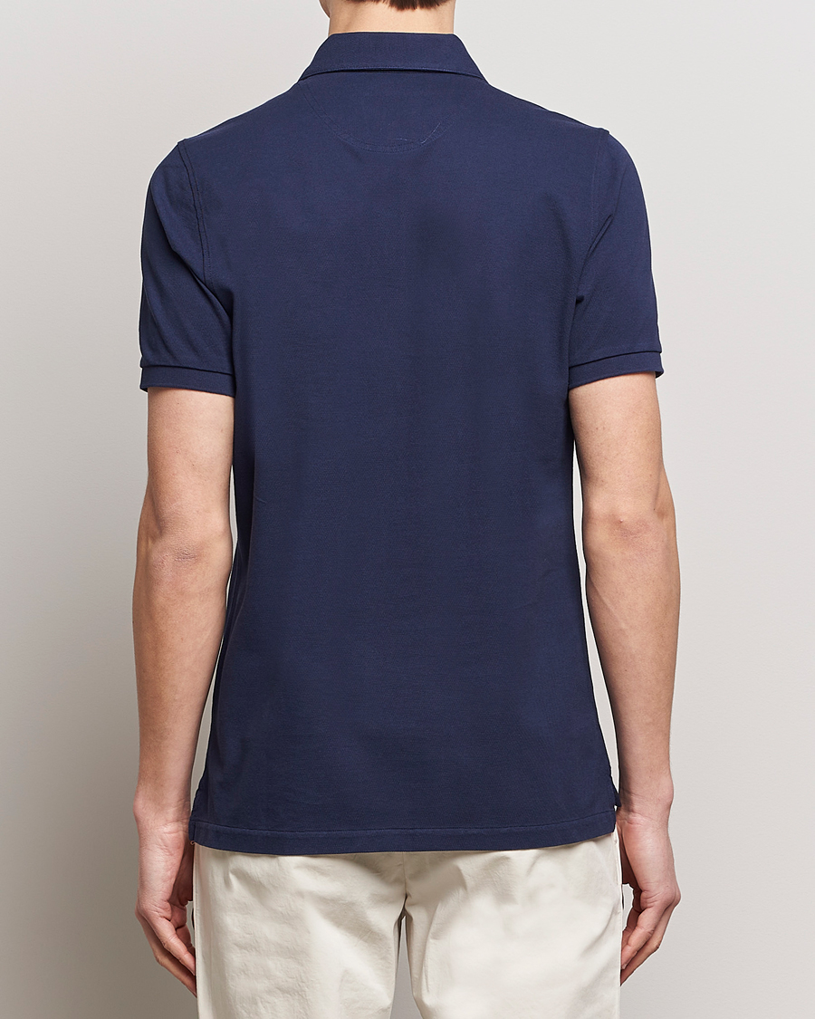 Heren | Polo's | Stenströms | Cotton Pique Contrast Polo Shirt Navy