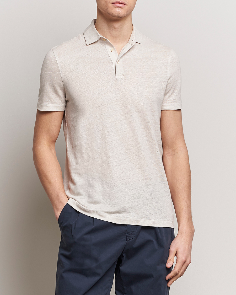 Heren |  | Stenströms | Linen Polo Shirt Beige