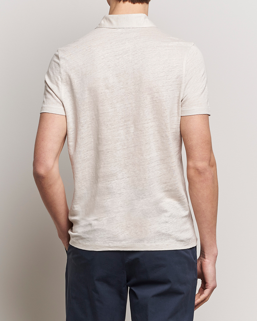 Heren | Polo's | Stenströms | Linen Polo Shirt Beige