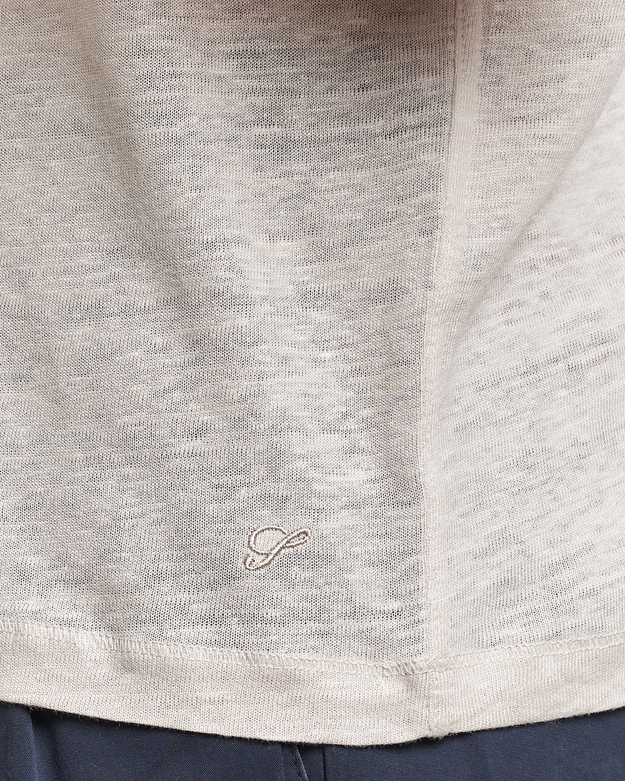 Heren | Polo's | Stenströms | Linen Polo Shirt Beige