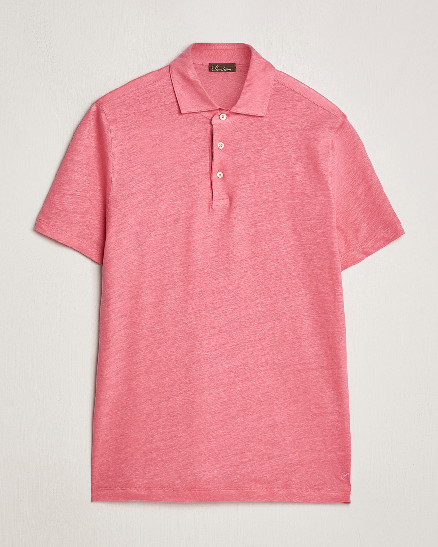 Heren | Polo's | Stenströms | Linen Polo Shirt Rasperry