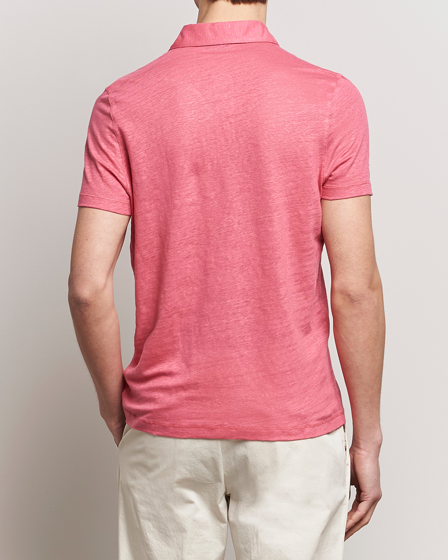 Heren | Polo's | Stenströms | Linen Polo Shirt Rasperry