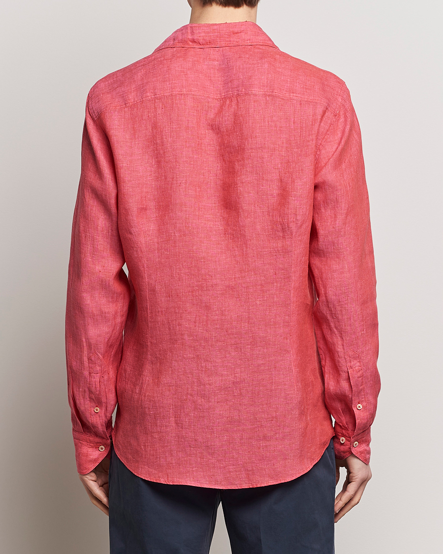 Heren | Overhemden | Stenströms | Slimline Cut Away Linen Shirt Rasperry