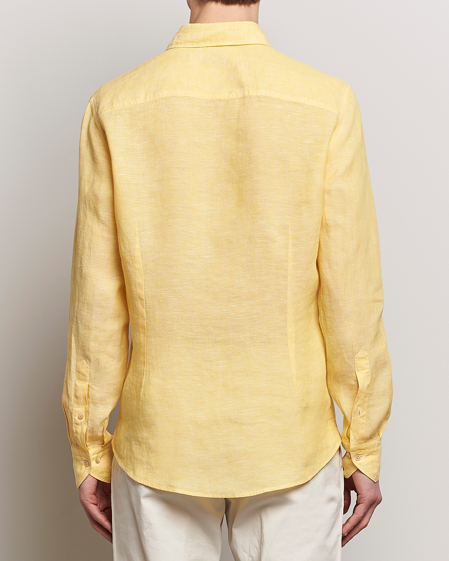 Heren | Overhemden | Stenströms | Slimline Cut Away Linen Shirt Yellow