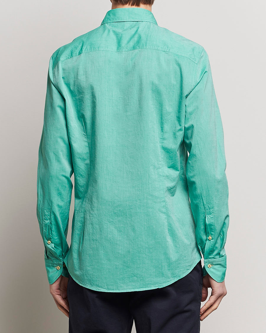 Heren | Overhemden | Stenströms | Slimline Washed Summer Poplin Shirt Green