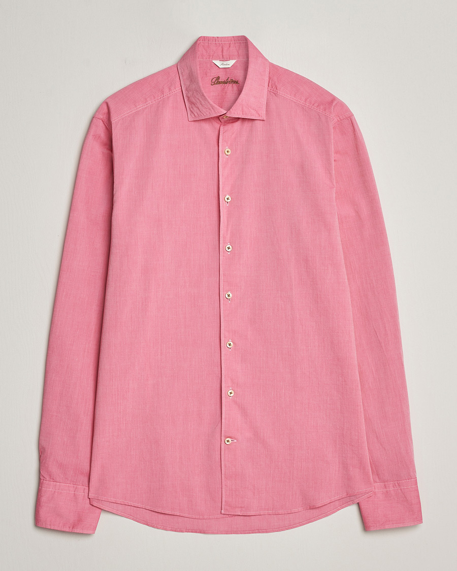 Heren | Overhemden | Stenströms | Slimline Washed Summer Poplin Shirt Rasperry