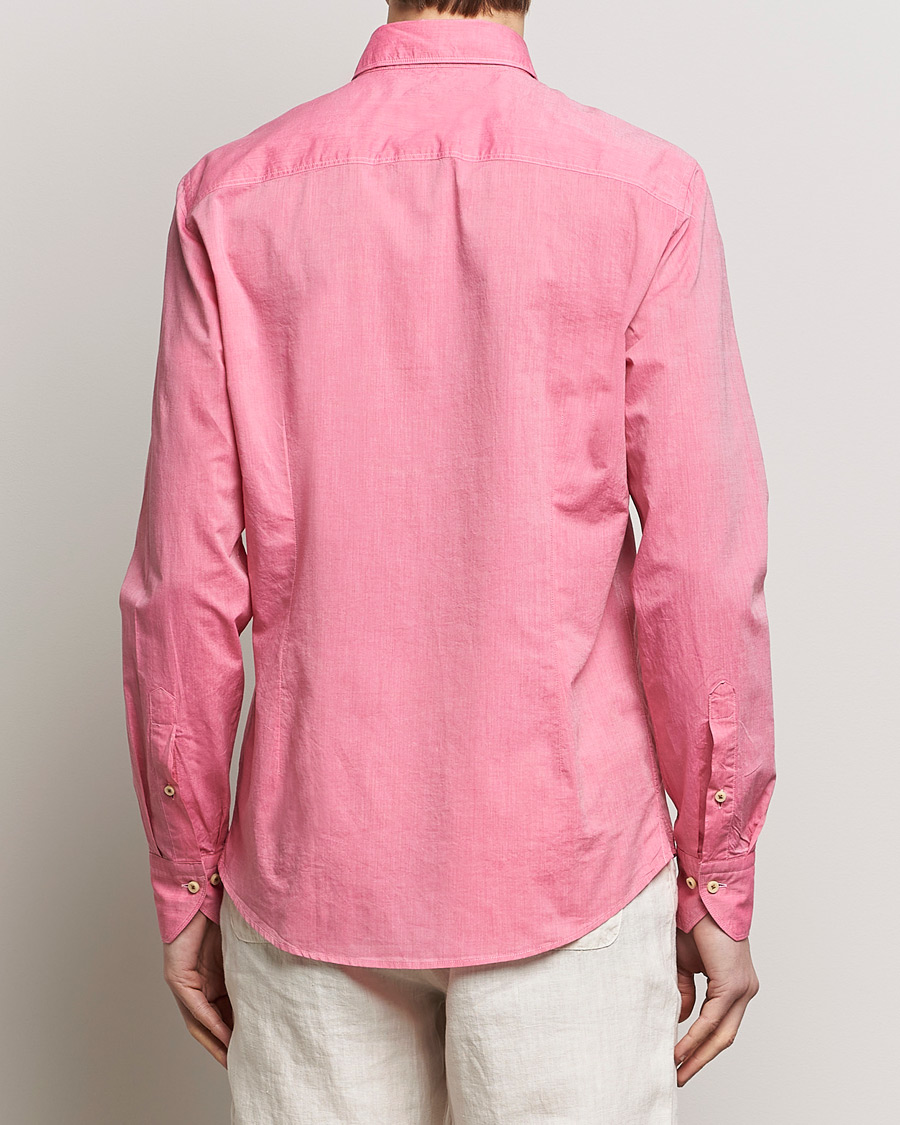 Heren | Overhemden | Stenströms | Slimline Washed Summer Poplin Shirt Rasperry
